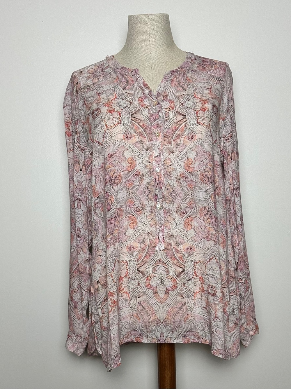 Calypso St. Barth Pink Paisley Button-Front Blouse